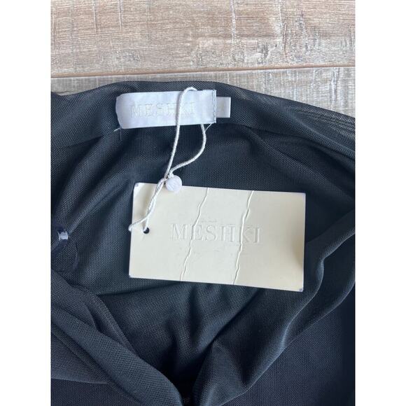 NWT - Meshki Lindsay Black Ruched Side Mesh Skirt Size M - Picture 2 of 7